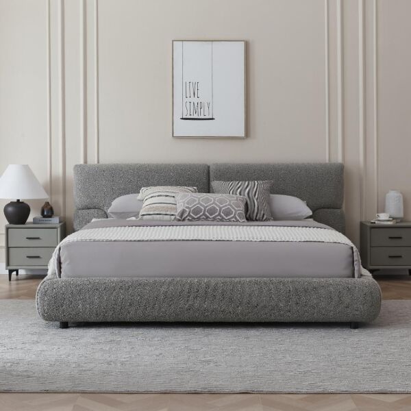 سرير كينغ بوكليه 180×200 سم بوسطن - رمادي
