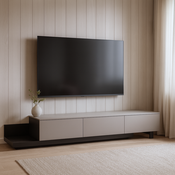 طاولة تلفزيون ميرا - رمادي واسود