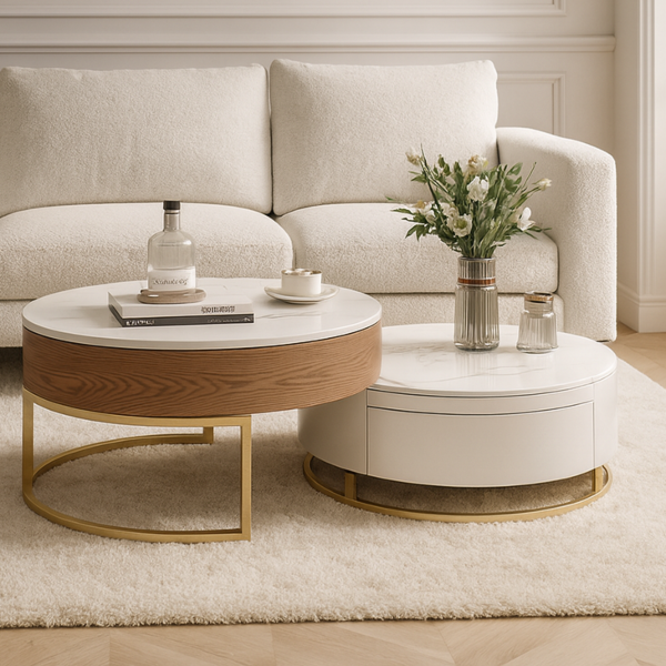 طاولة قهوة نورمانا خشبية أبيض و بني - قطعتين