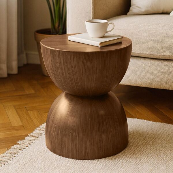 طاولة جانبية خشب سويدي طبيعي - بني