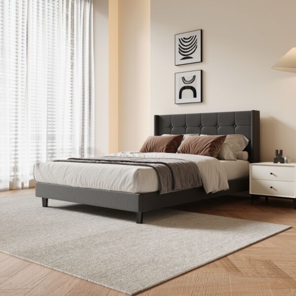 سرير مفرد يوتال - رمادي غامق 140x200