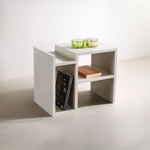 طاولة جانبية اكوا إلم كوڤ خشبية رمادي فاتح