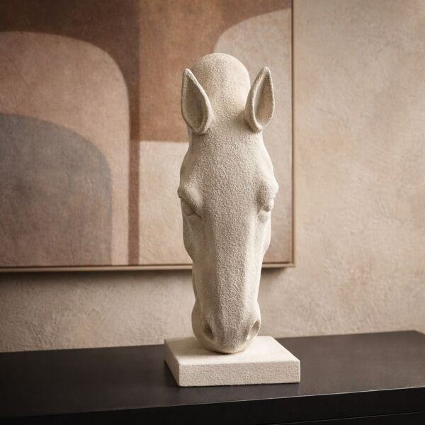 تحفة رأس الحصان ذا ايكون - حجم صغير - كريمي