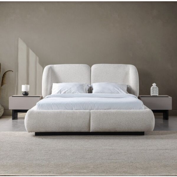 طقم غرفة نوم كينغ 5 قطع ايلانا بمساحة تخزين - 180x200سم - بيج واسود