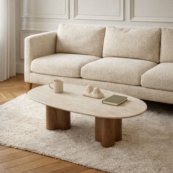 طاولة قهوة من مجموعة لورا - بيج فاتح وبني