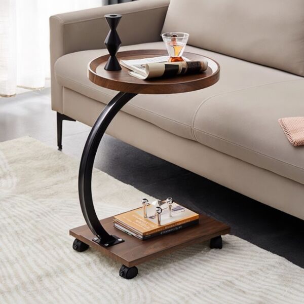 طاولة جانبية بعجلات من مجموعة نوفا - بني واسود