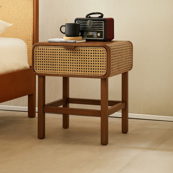 كومودينو راتان طبيعي من ويلو قلو - بني وبيج