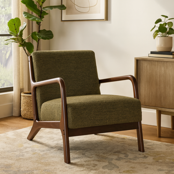 كرسي مفرد كلاسيكا - اخضر وبني