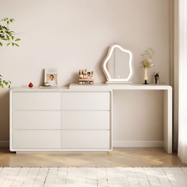 طاولة تزيين بدون مرآة لورينا - كريمي