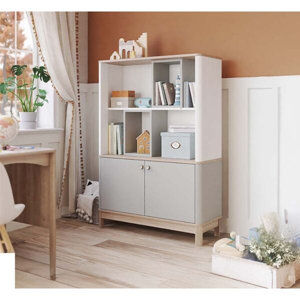 وحدة تخزين رفوف وابواب بونو - رمادي ومتعدد الالوان