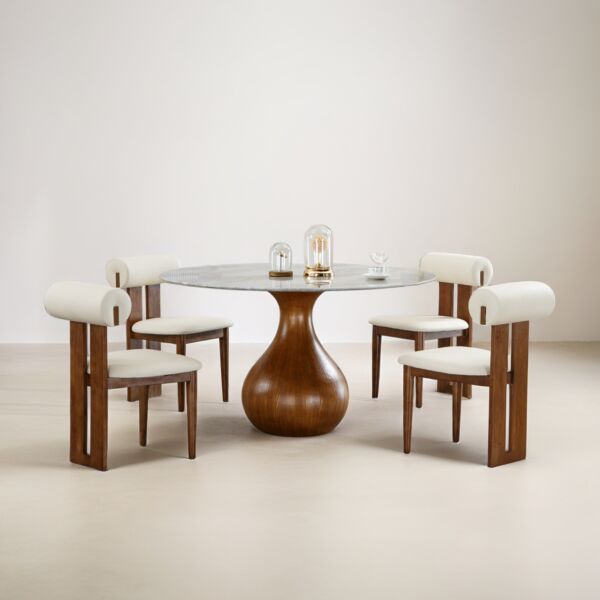 طاولة طعام ل 4 اشخاص جرس - ابيض وبني