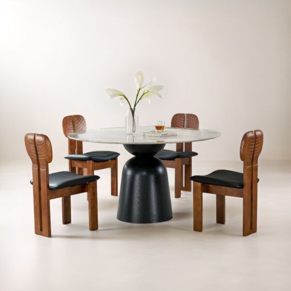 طاولة طعام ل 4 اشخاص ميرتال - ابيض واسود