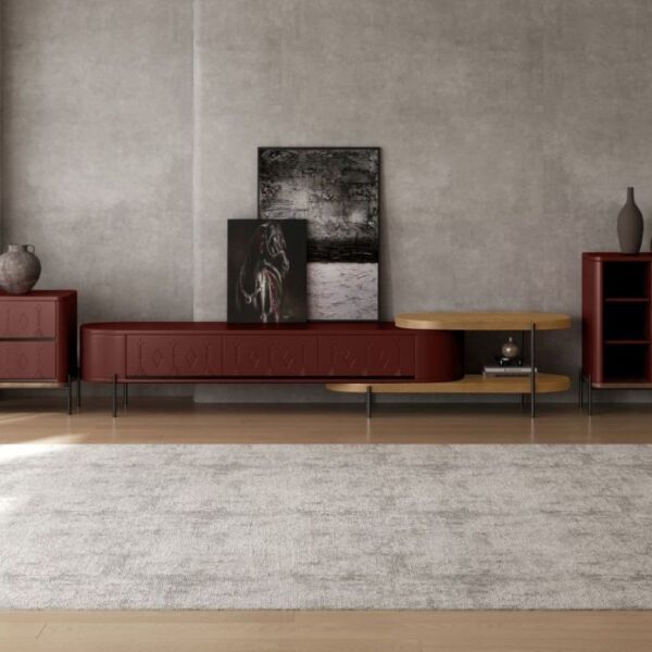 طاولة تلفزيون من مجموعة مفتاحة عسير - برغندي