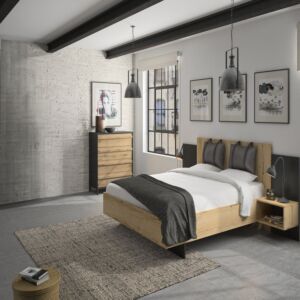 طقم غرفة نوم مارول خشبي - بيج -  160*200 سم