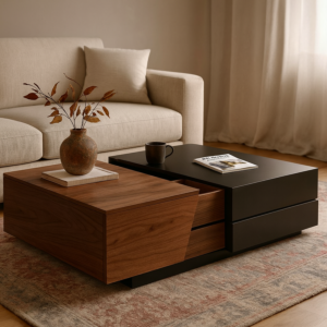 طاولة قهوة مودرن ايلانا - بني وأسود