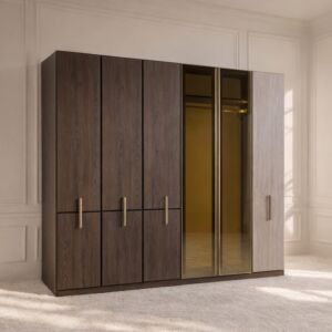 دولاب ملابس مقاوم الكسر ريغو 6 ابواب - بني وبيج فاتح