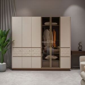 دولاب ملابس برادا - 6 أبواب - بيج