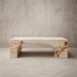 طاولة قهوة أسمنت هندسي مركب بديل الرخام جوما - بني رخامي