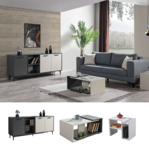  طقم طاولات لينتون إلم كوڤ - رمادي غامق ورمادي فاتح- 3 قطع