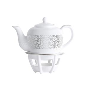 براد شاي بقاعدة بورسلان كرييم بلاتين 3  قطع