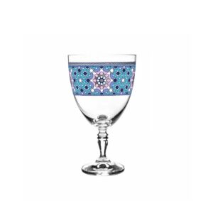 طقم كاسة كعب كريستال 6 قطع - ازرق وبلاتين