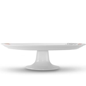 صحن بورسلين بكعب روشيه - ذهبي وبلاتين