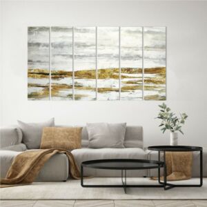 لوحه جدارية كانفس غولدن لاند  - مقسمة - 6 قطع بمقاس 33x100 سم