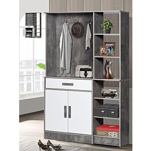 وحدة تخزين رفوف كاميسيا مع منظم أحذية و ستاند تعليق  خشب ماليزي رمادي وابيض 