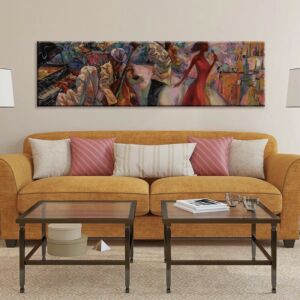 لوحة كنفاس للفنان رومان نوجين فرقة موسيقية - بدون اطار- 150-70 سم