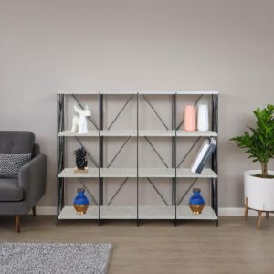 وحدة رفوف ايفا خشب ماليزي 4 ادوار  متعددة الإستخدام رمادي