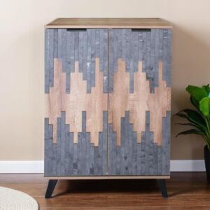 خزانة أحذية بابين خشب ماليزي ليندا - رمادي وخشبي