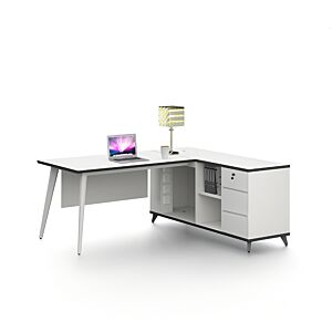 مكتب ريناز مع ملحق 180 سم-ابيض