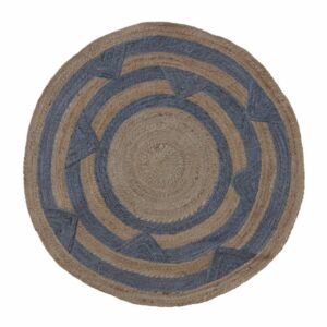 سجادة سن رايس 150 سم حياكة يدوية - بني وازرق