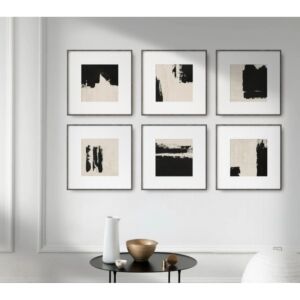 طقم لوحات كنفاس مكونة من 6 لوحات - 40x40 سم - برواز اسود