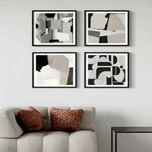 طقم لوحات كانفانس تجريدي 40x40 سم - اسود