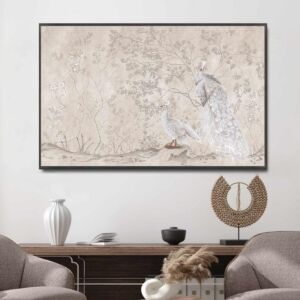 لوحة كانفس فن تجريدي - 200x100 سم - برواز اسود