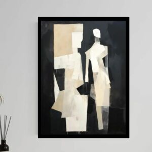 لوحة جدارية فنية بتصميم مودرن 80x100 سم يمين - اسود