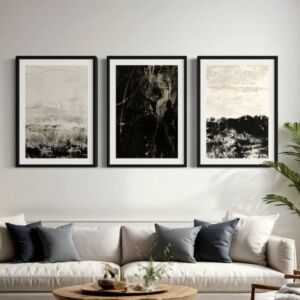 طقم لوحات جدارية 3 قطع مودرن توكا 80x120 سم - برواز اسود