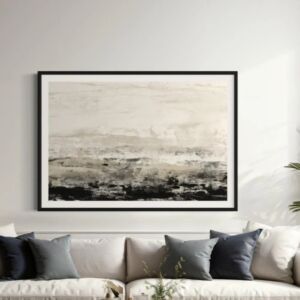 لوحة فنية تجريدي طبقات الهدوء 80x160 سم - برواز اسود