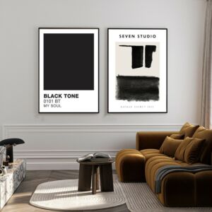 طقم لوحتين مودرن برواز اسود 90x60 سم