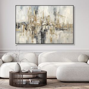 لوحة جدارية فنية مودرن جولدينا بتلز 80x120 سم - برواز أسود