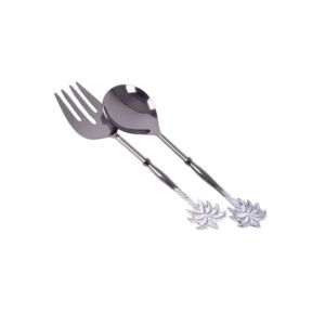 طقم تقديم السلطة من رتيلة - اسود وفضي