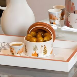 وعاء تقديم تمر مع غطاء من المدينة القديمة - متعدد الالوان