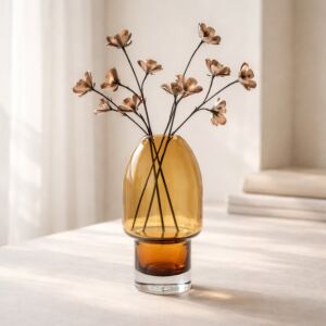 فازة غلوري 18 سم - بني فاتح