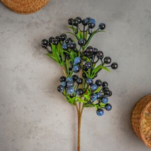 باقة ورد صناعي اونسي - كحلي واخضر - 12 قطعة