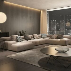 كنب زاوية ابيلا - بيج غامق