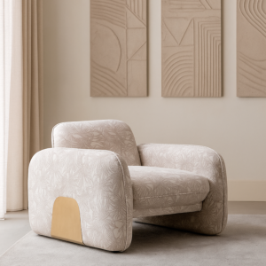 كنبة مفرد بونو بنقشة - بيج وذهبي