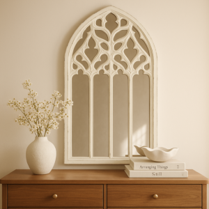 ‎مرآة جدارية خشب شباك - 80×45 سم