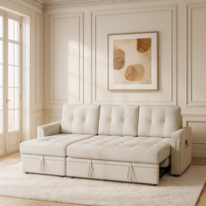 كنب سرير زاوية مع شاحن بورفال - بيج