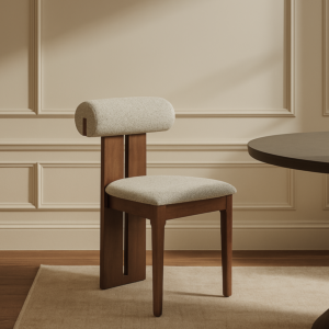 كرسي طعام دالاس - رمادي وبني